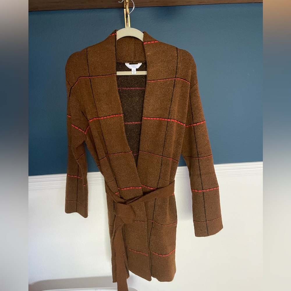 Time and Tru open front belted wrap sweater